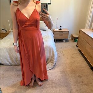 Lulu's Pink Coral Wrap Dress